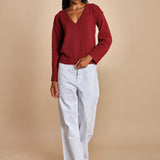 maglia con scollo a v e manica a campana by milaura. D2500894 10868 BORDEAUX milaura 