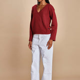 maglia con scollo a v e manica a campana by milaura. D2500894 10868 BORDEAUX milaura 