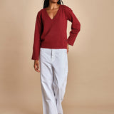 maglia con scollo a v e manica a campana by milaura. D2500894 10868 BORDEAUX milaura 