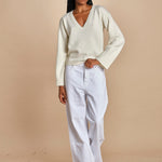 maglia con scollo a v e manica a campana by milaura. D2500894 29001 BIANCO milaura 