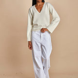 maglia con scollo a v e manica a campana by milaura. D2500894 29001 BIANCO milaura 