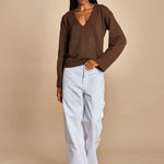 maglia con scollo a v e manica a campana by milaura. D2500894 811 MORO milaura 