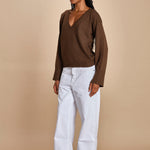 maglia con scollo a v e manica a campana by milaura. D2500894 811 MORO milaura 