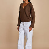 maglia con scollo a v e manica a campana by milaura. D2500894 811 MORO milaura 