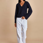 maglia con scollo a v e manica a campana by milaura. D2500894 866 BLU milaura 