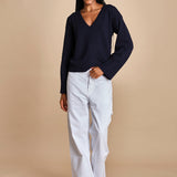 maglia con scollo a v e manica a campana by milaura. D2500894 866 BLU milaura 