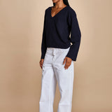 maglia con scollo a v e manica a campana by milaura. D2500894 866 BLU milaura 