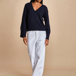 maglia con scollo a v e manica a campana by milaura. D2500894 866 BLU milaura 
