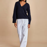 maglia con scollo a v e manica a campana by milaura. D2500894 866 BLU milaura 