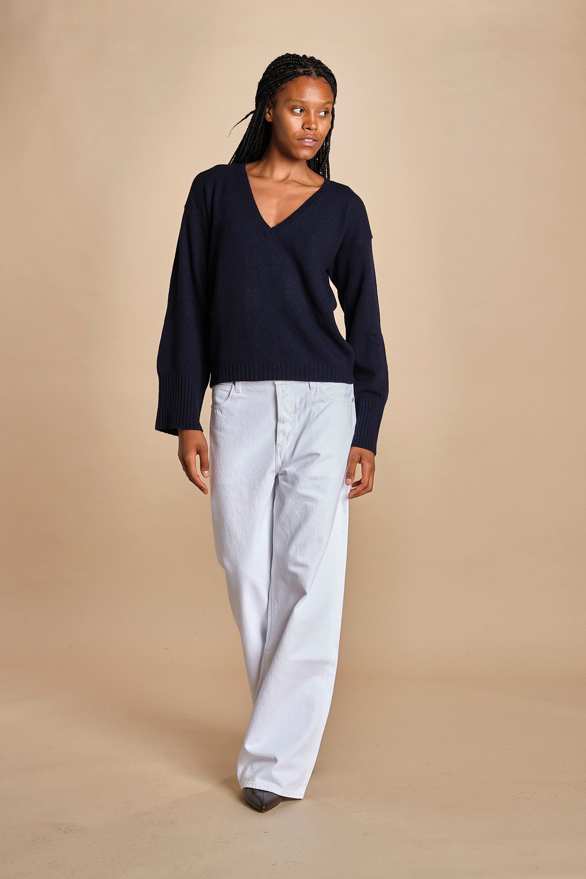 maglia con scollo a v e manica a campana by milaura. D2500894 866 BLU milaura 