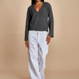 maglia con scollo a v e manica a campana by milaura. D2500894 871 GRIGIO milaura 