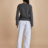 maglia con scollo a v e manica a campana by milaura. D2500894 871 GRIGIO milaura 