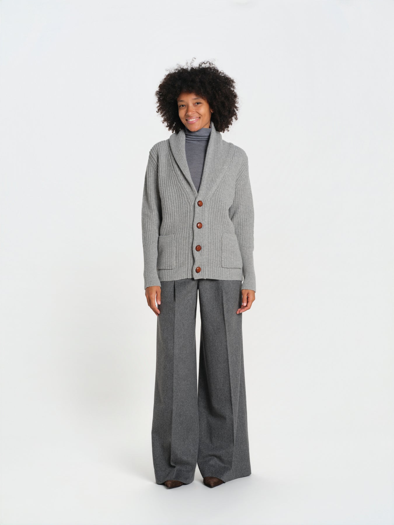 cardigan collo a scialle D251016S 3554 GRIGIO CHIARO milaura 