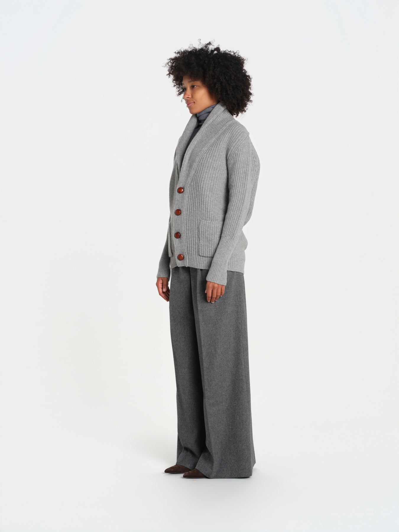 cardigan collo a scialle D251016S 3554 GRIGIO CHIARO milaura 