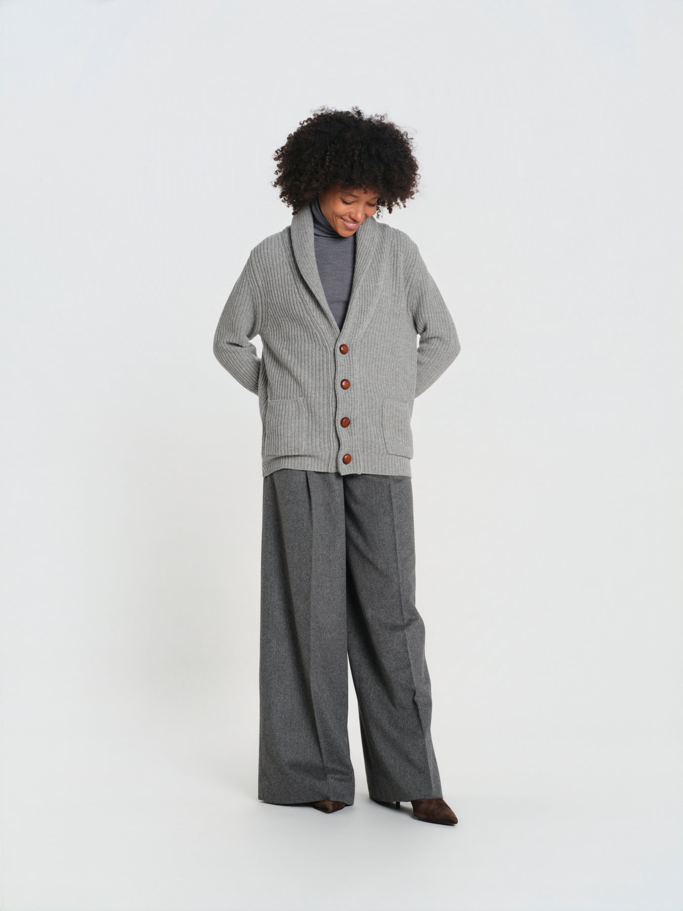cardigan collo a scialle D251016S 3554 GRIGIO CHIARO milaura 