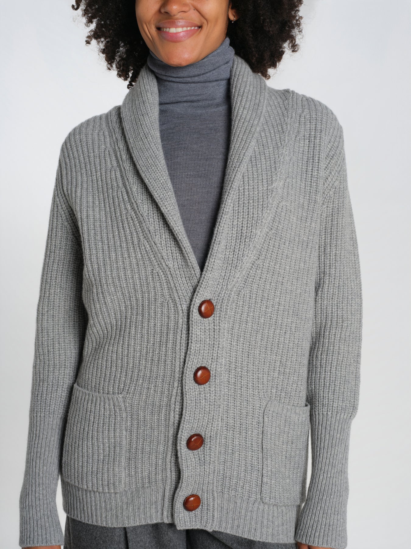 cardigan collo a scialle D251016S 3554 GRIGIO CHIARO milaura 