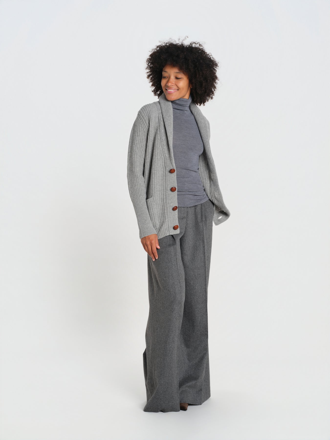 cardigan collo a scialle D251016S 3554 GRIGIO CHIARO milaura 
