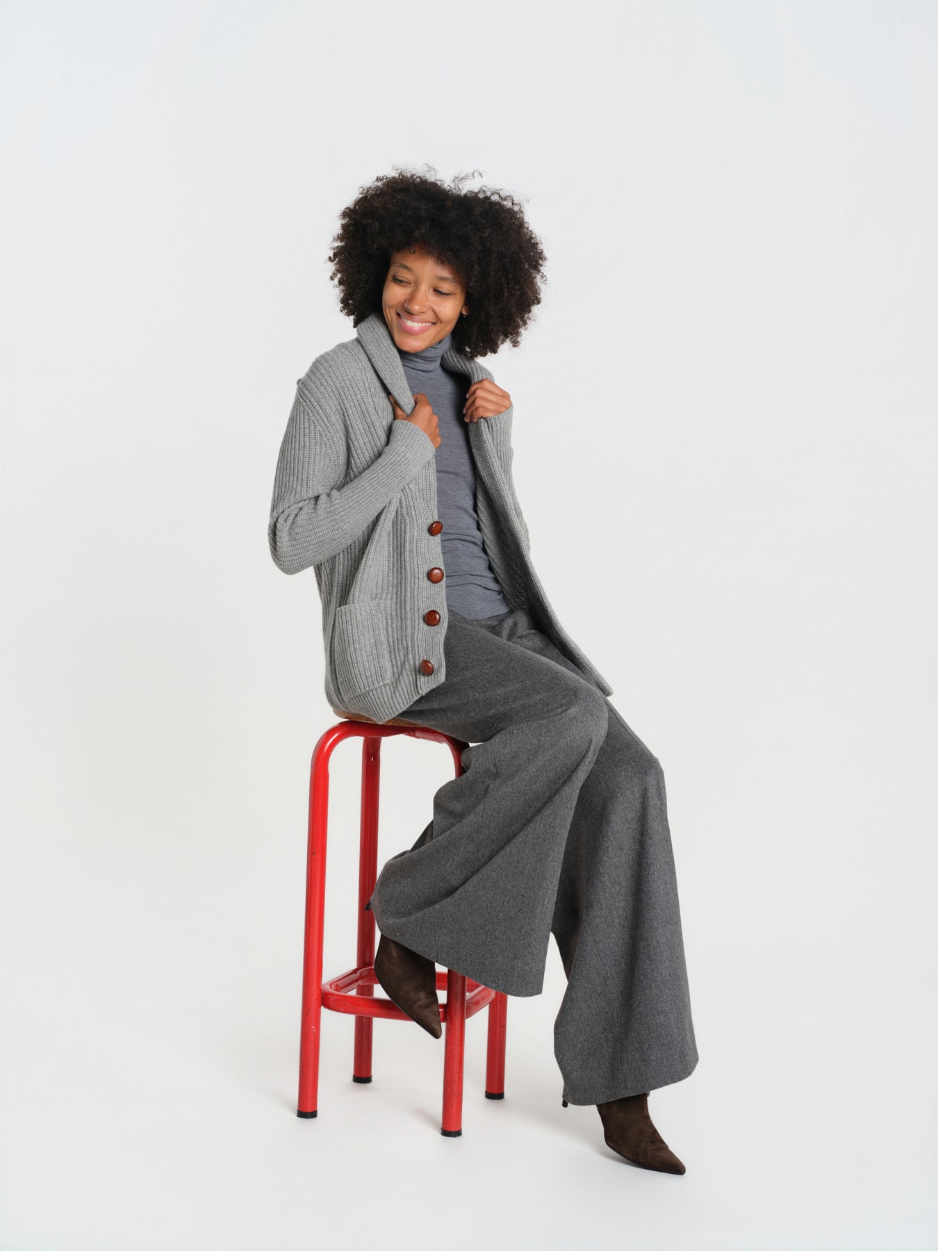 cardigan collo a scialle D251016S 3554 GRIGIO CHIARO milaura 