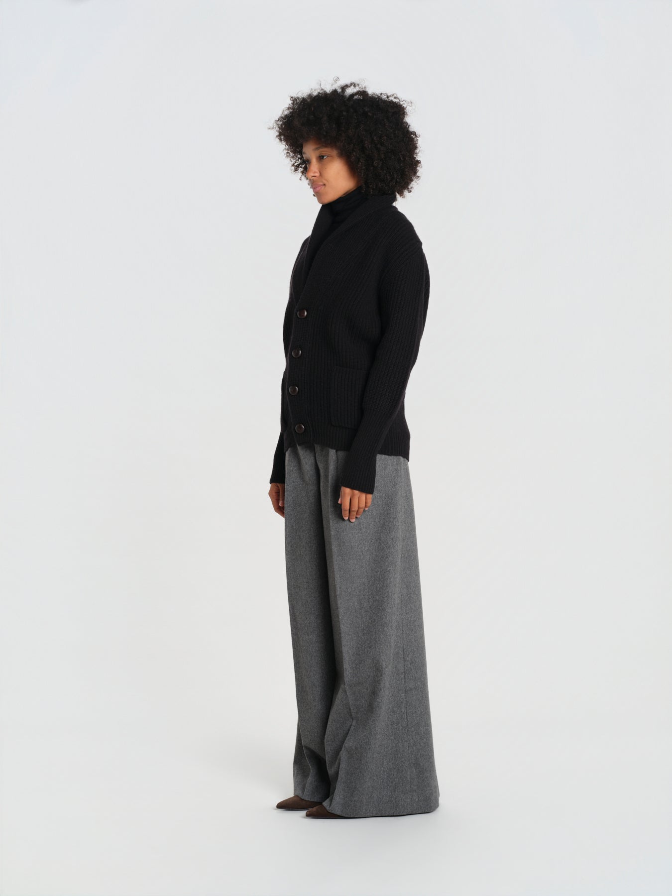 cardigan collo a scialle D251016S 4032 NERO milaura 