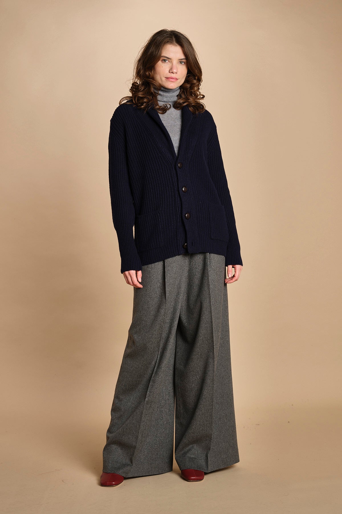 cardigan collo a scialle D251016S 9574 BLU milaura 