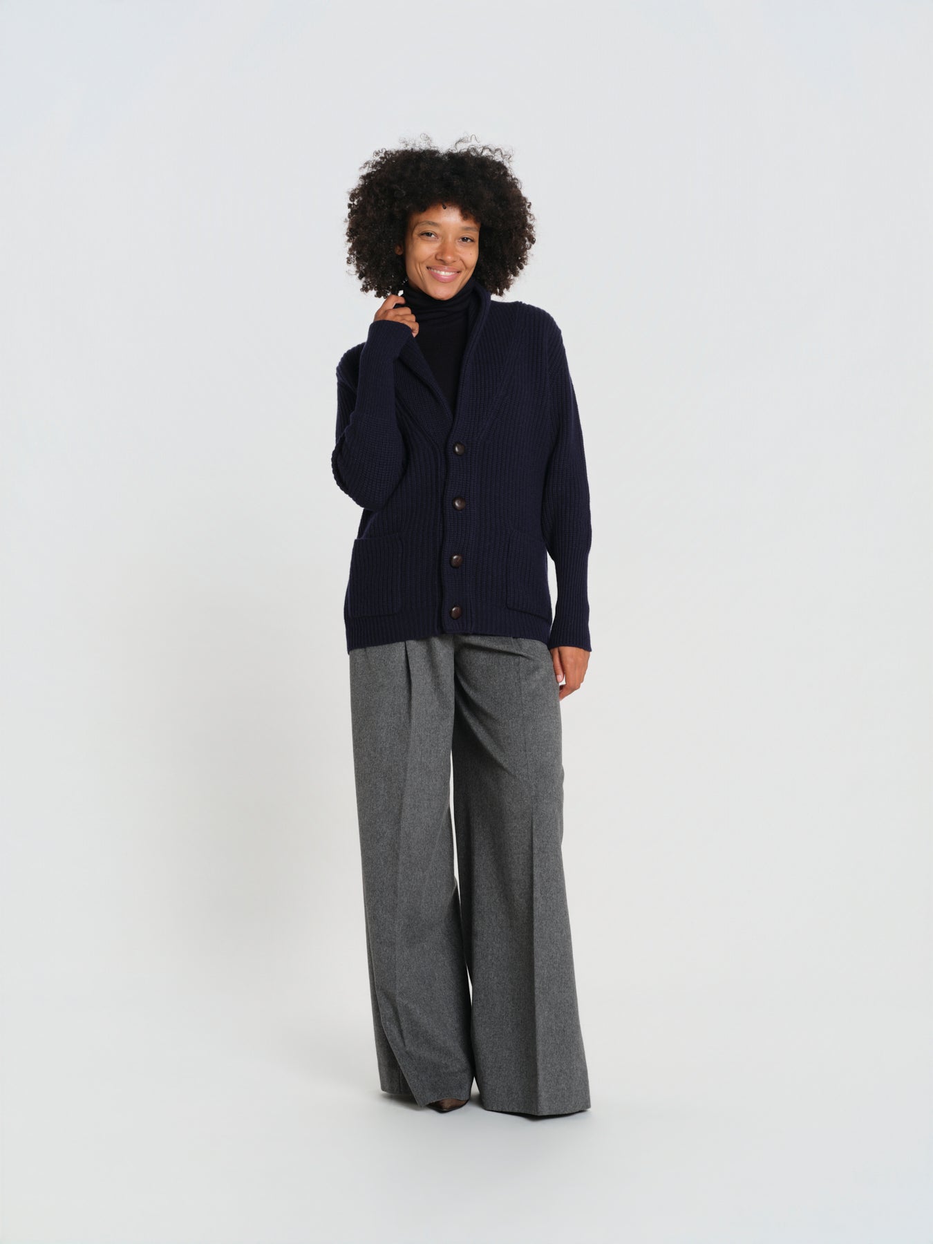 cardigan collo a scialle D251016S 9574 BLU milaura 
