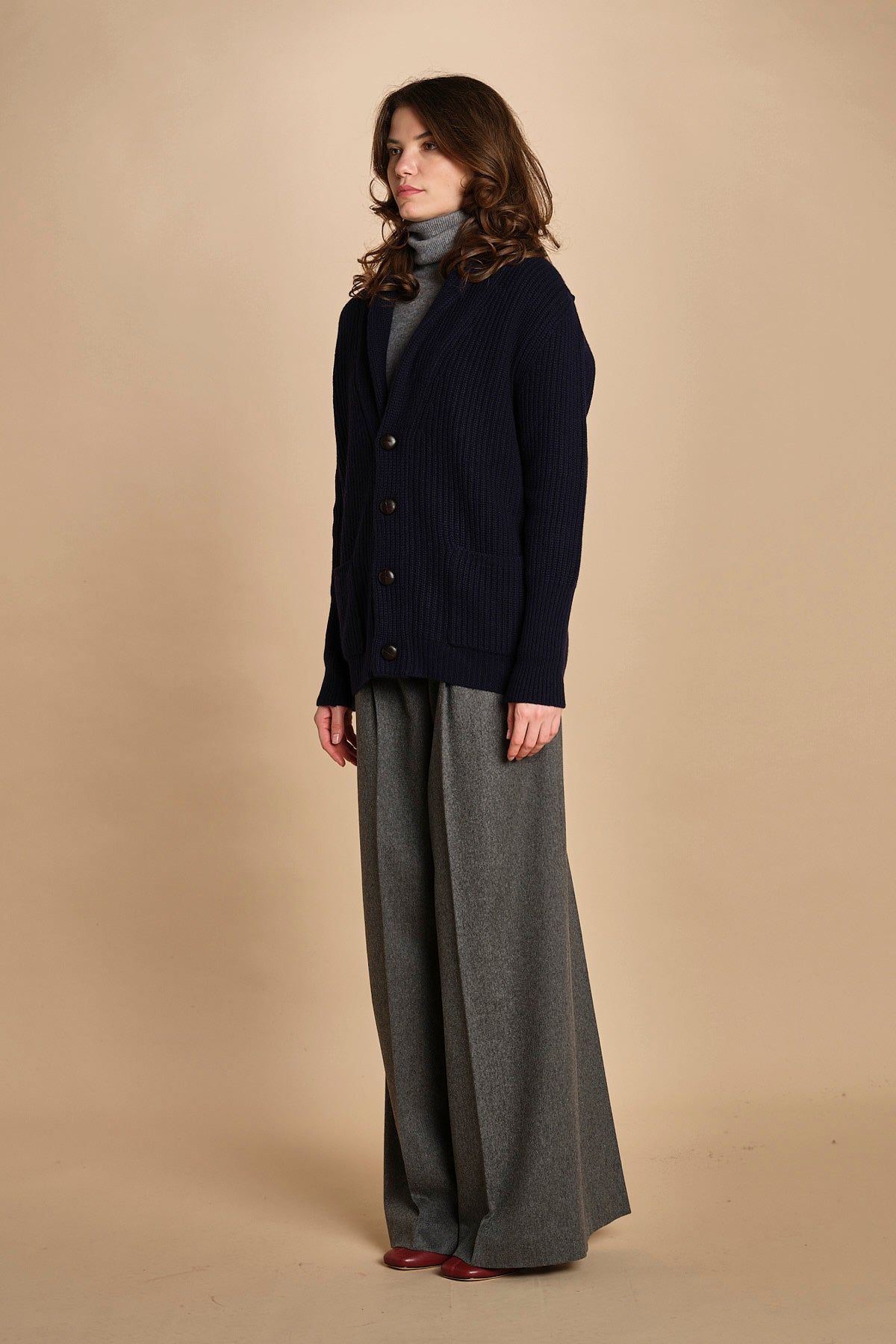 cardigan collo a scialle D251016S 9574 BLU milaura 