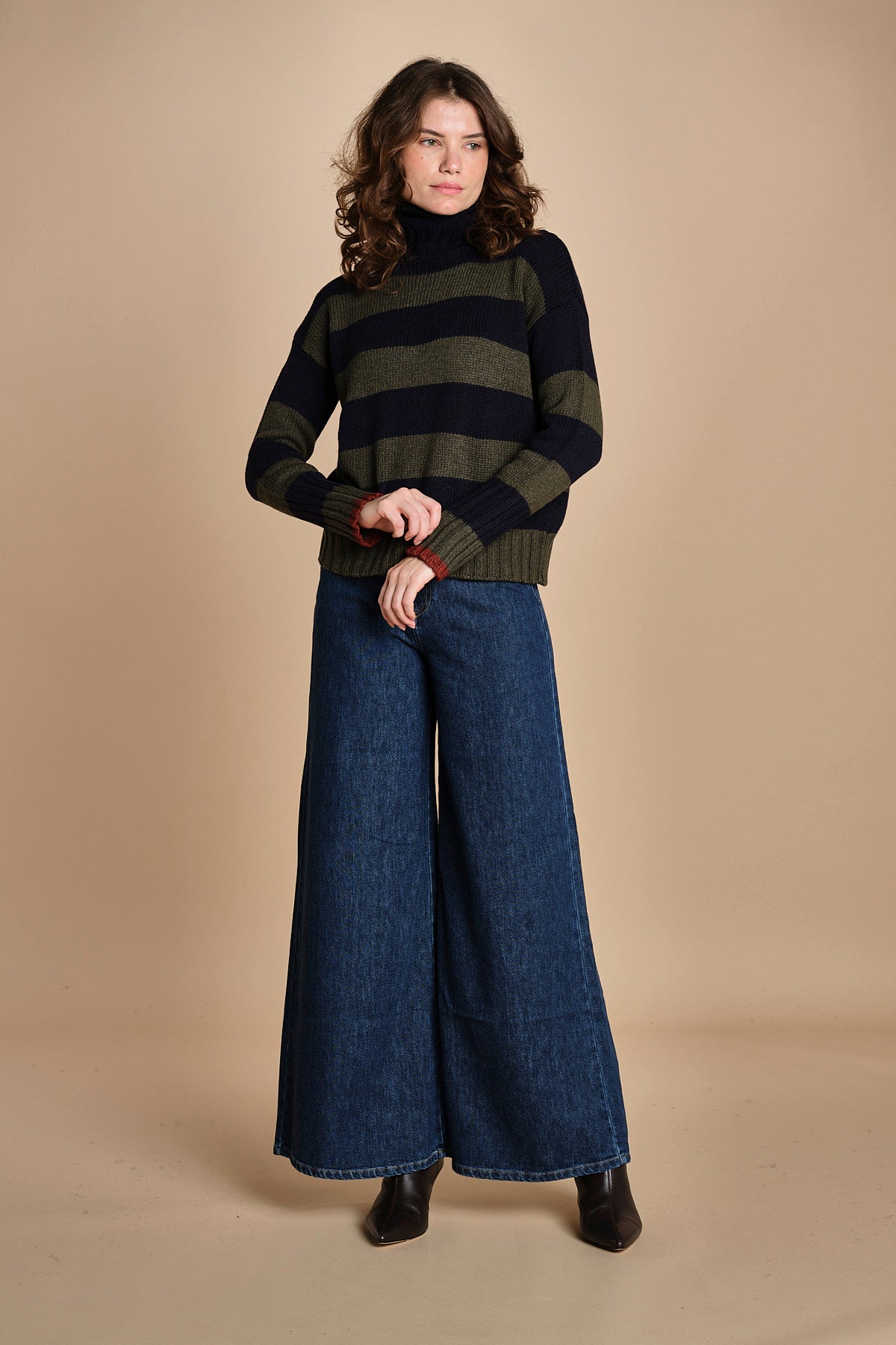 dolcevita over a righe D324Imc BLU_OLIVA milaura 