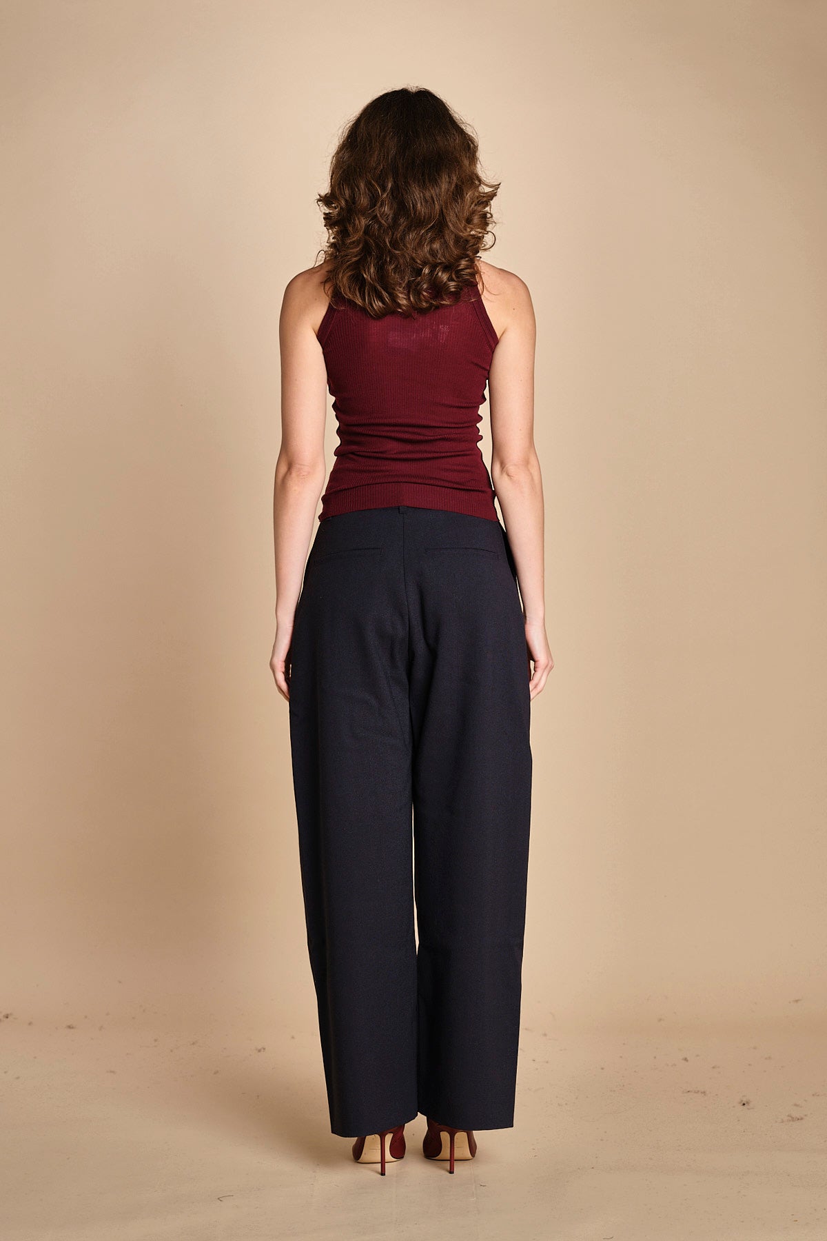 top americano a costine in lana merino LAU28 E14015 BORDEAUX milaura 