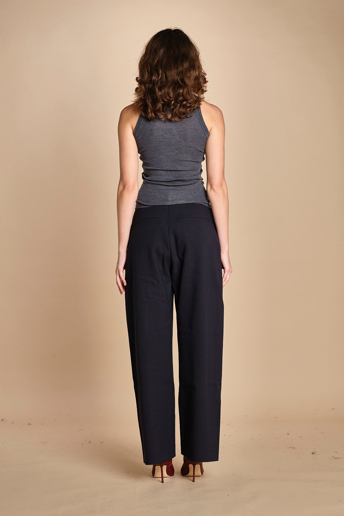top americano a costine in lana merino LAU28 E14038 GRIGIO SCURO milaura 