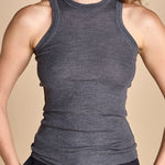 top americano a costine in lana merino LAU28 E14038 GRIGIO SCURO milaura 