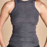 top americano a costine in lana merino LAU28 E14038 GRIGIO SCURO milaura 