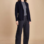 top americano a costine in lana merino LAU28 E14038 GRIGIO SCURO milaura 