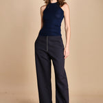 top americano a costine in lana merino LAU28 E21210 BLU milaura 