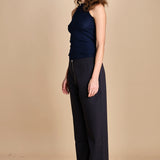 top americano a costine in lana merino LAU28 E21210 BLU milaura 