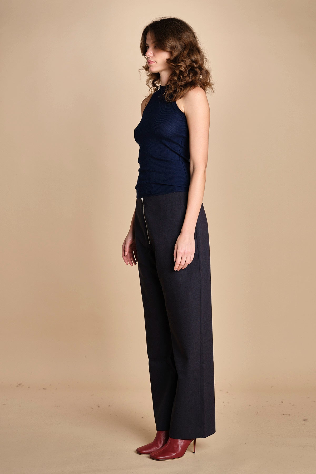 top americano a costine in lana merino LAU28 E21210 BLU milaura 