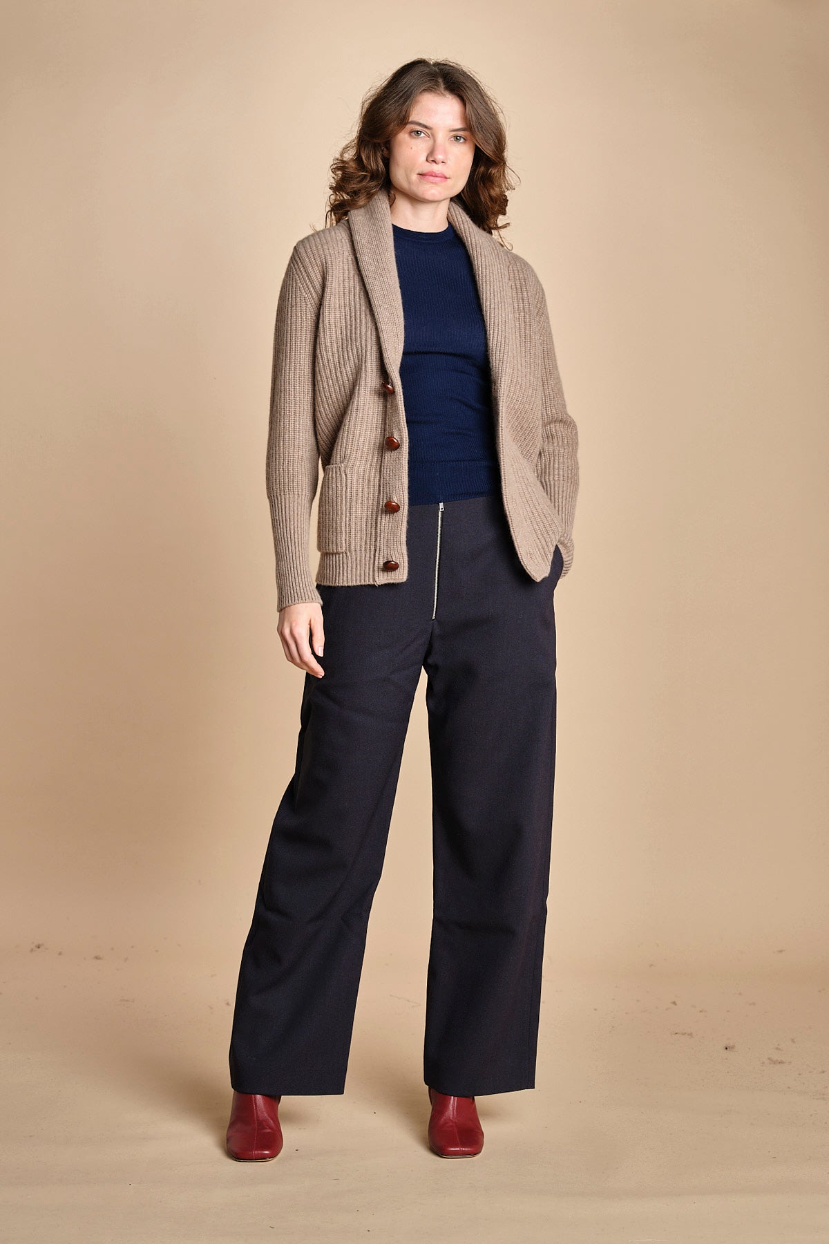 top americano a costine in lana merino LAU28 E21210 BLU milaura 