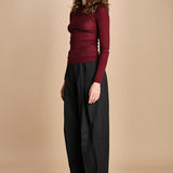 girocollo a costine manica luna in lana merino LAU30 E14015 BORDEAUX milaura 
