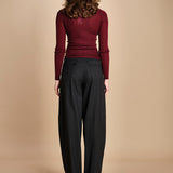 girocollo a costine manica luna in lana merino LAU30 E14015 BORDEAUX milaura 