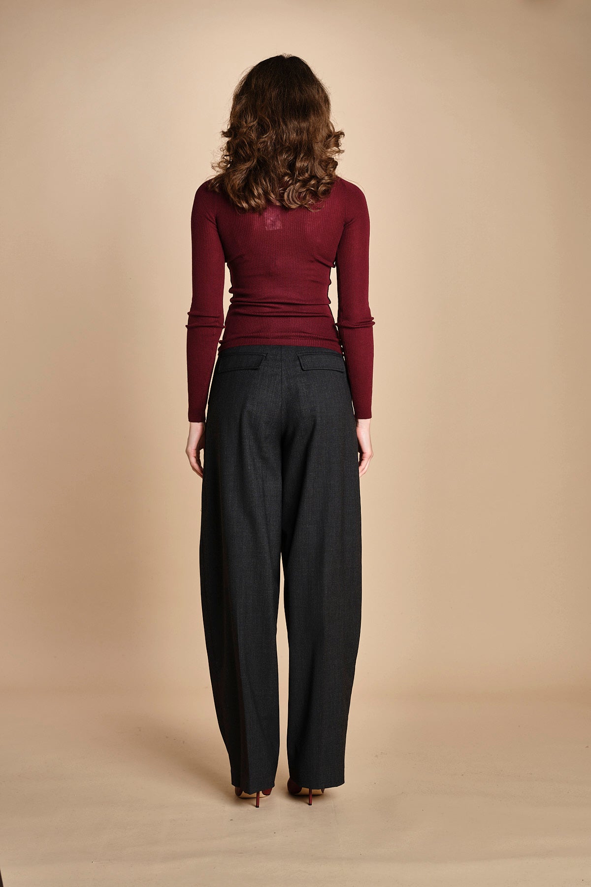 girocollo a costine manica luna in lana merino LAU30 E14015 BORDEAUX milaura 