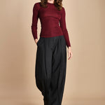 girocollo a costine manica luna in lana merino LAU30 E14015 BORDEAUX milaura 