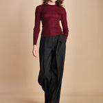 girocollo a costine manica luna in lana merino LAU30 E14015 BORDEAUX milaura 