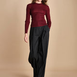 girocollo a costine manica luna in lana merino LAU30 E14015 BORDEAUX milaura 