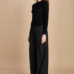 girocollo a costine manica luna in lana merino LAU30 E14035 NERO milaura 