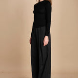 girocollo a costine manica luna in lana merino LAU30 E14035 NERO milaura 