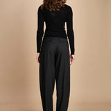 girocollo a costine manica luna in lana merino LAU30 E14035 NERO milaura 