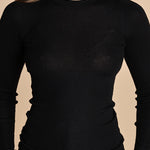 girocollo a costine manica luna in lana merino LAU30 E14035 NERO milaura 