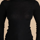 girocollo a costine manica luna in lana merino LAU30 E14035 NERO milaura 