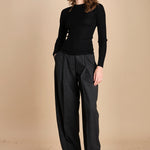 girocollo a costine manica luna in lana merino LAU30 E14035 NERO milaura 