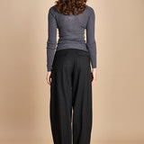 girocollo a costine manica luna in lana merino LAU30 E14038 GRIGIO SCURO milaura 