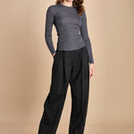 girocollo a costine manica luna in lana merino LAU30 E14038 GRIGIO SCURO milaura 